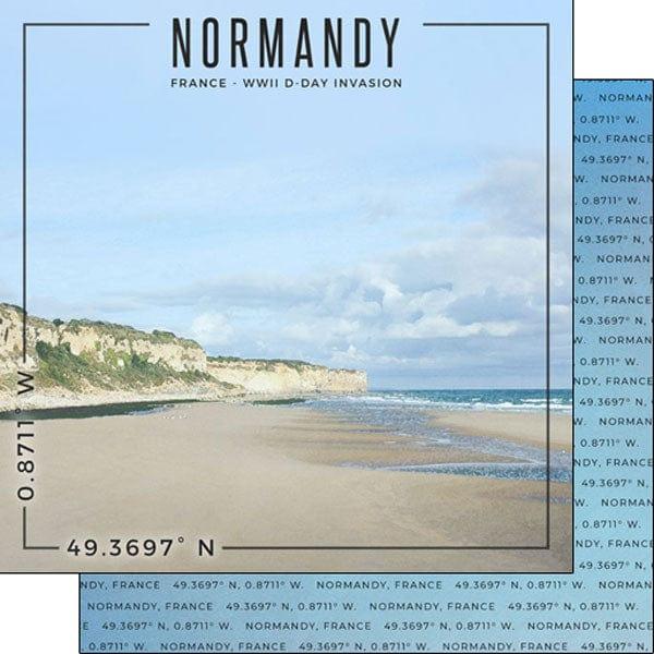 Travel Coordinates Collection Normandy, France World War 2 D-Day Invasion 12 x 12 Double-Sided Scrapbook Paper by Scrapbook Customs - Scrapbook Supply Companies