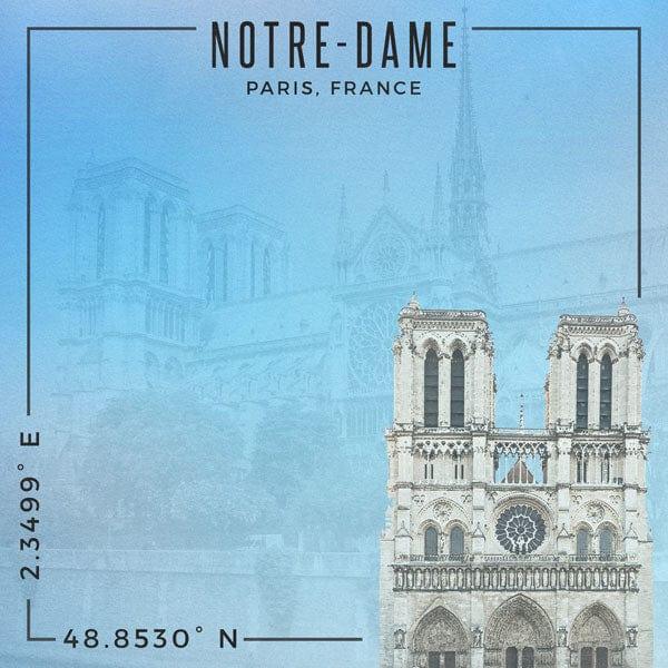 Travel Coordinates Collection Notre-Dame, Paris, France 12 x 12 Double-Sided Scrapbook Paper by Scrapbook Customs - Scrapbook Supply Companies