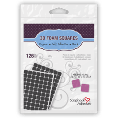Foam Collection 3D Black, Regular, Double-Sided, Self-Adhesive, Permanent Foam Squares - Pkg. of 126 - Scrapbook Supply Companies