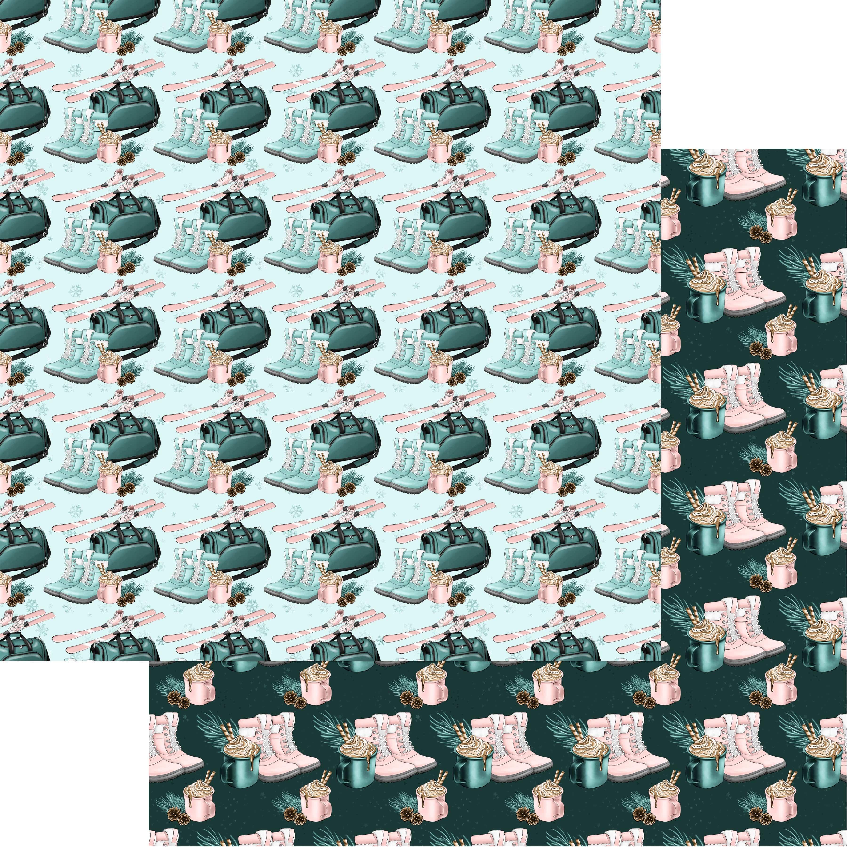 Snow Business Collection Ski Trip 12 x 12 Double-Sided Scrapbook Paper by SSC Designs