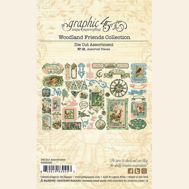 Woodland Friends Collection Double-Sided Die Cut Scrapbook Embellishments by Graphic 45 - Assorted Pieces - Scrapbook Supply Companies