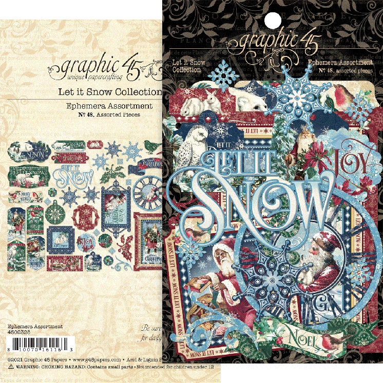 Let it Snow Collection Ephemera Double-Sided Die Cut Assortment by Graphic 45 - Scrapbook Supply Companies