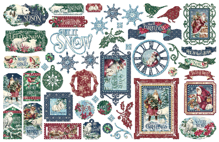 Let it Snow Collection Ephemera Double-Sided Die Cut Assortment by Graphic 45 - Scrapbook Supply Companies