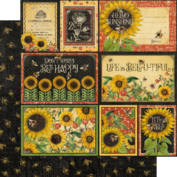 Let It Bee Collection Busy Bee 12 x 12 Double-Sided Scrapbook Paper by Graphic 45 - Scrapbook Supply Companies