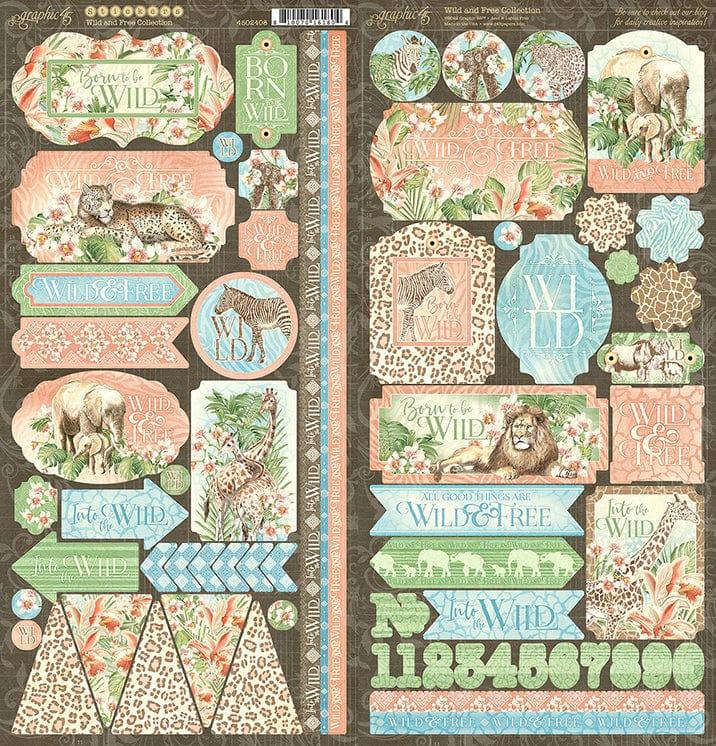Wild & Free Collection 12 x 12 Cardstock Scrapbook Sticker Sheet by Graphic 45 - Scrapbook Supply Companies