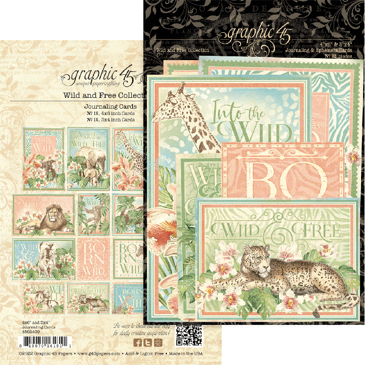 Wild & Free Collection 4 x 6 & 3 x 4 Journaling Cards by Graphic 45 - Scrapbook Supply Companies