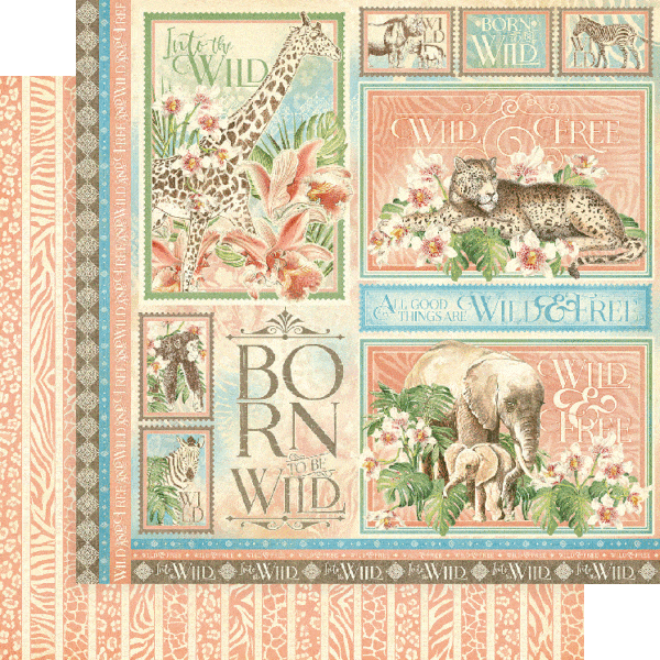 Wild & Free Collection Born to be Wild 12 x 12 Double-Sided Scrapbook Paper by Graphic 45 - Scrapbook Supply Companies