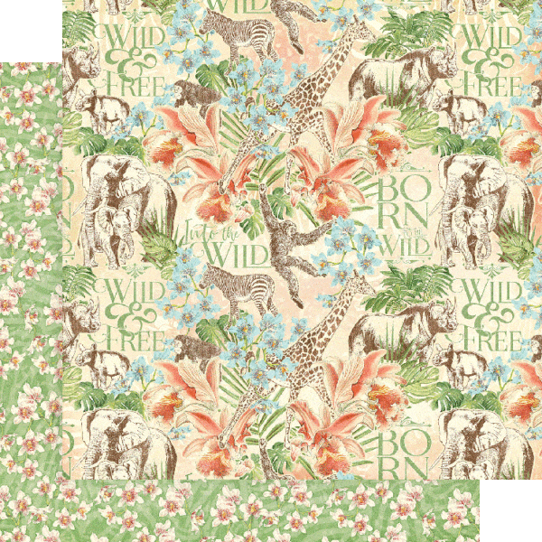 Wild & Free Collection Mighty Menagerie 12 x 12 Double-Sided Scrapbook Paper by Graphic 45 - Scrapbook Supply Companies