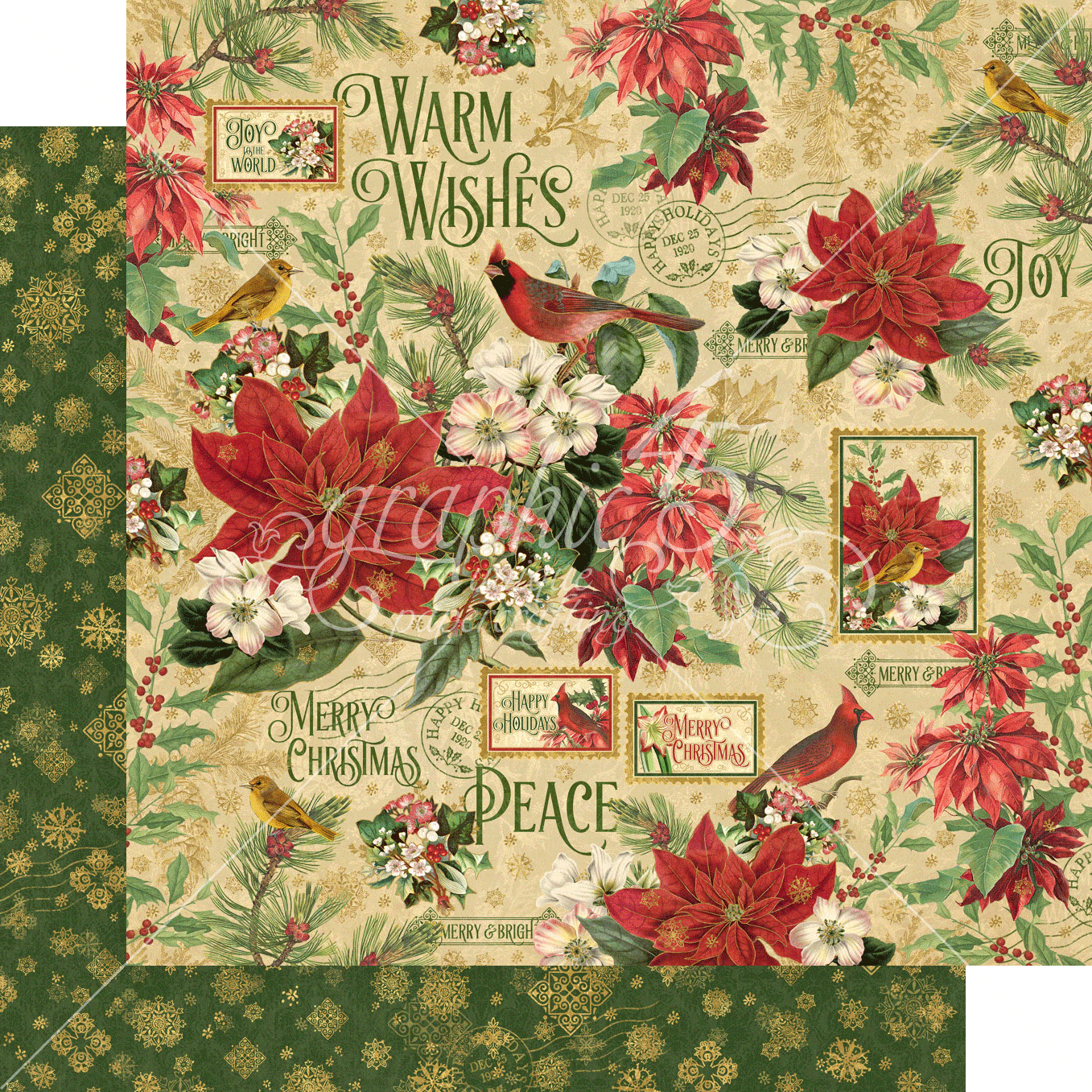 Warm Wishes Collection Peace and Plenty 12 x 12 Double-Sided Scrapbook Paper by Graphic 45