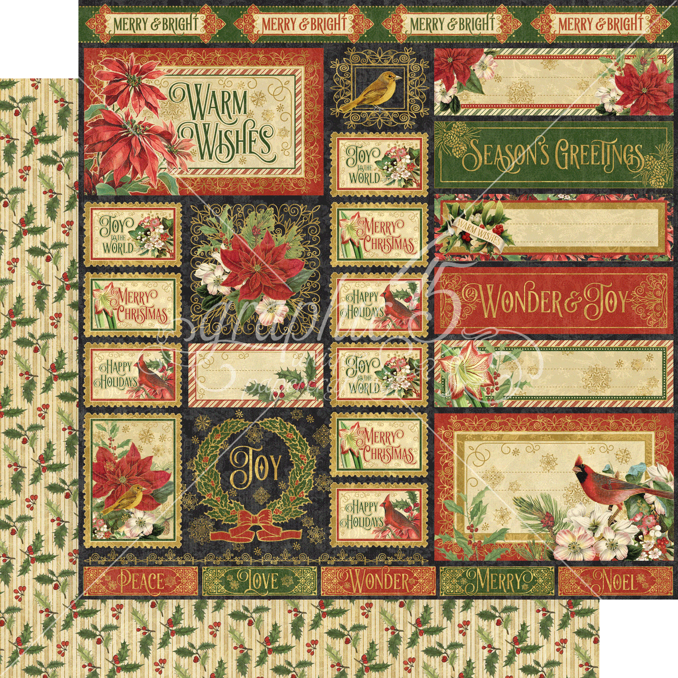 Warm Wishes Collection So Very Merry 12 x 12 Double-Sided Scrapbook Paper by Graphic 45