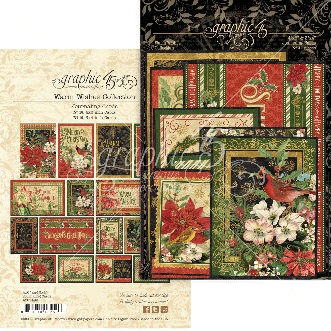 Warm Wishes Collection 4 x 6 & 3 x 4 Journaling Cards by Graphic 45 - Scrapbook Supply Companies