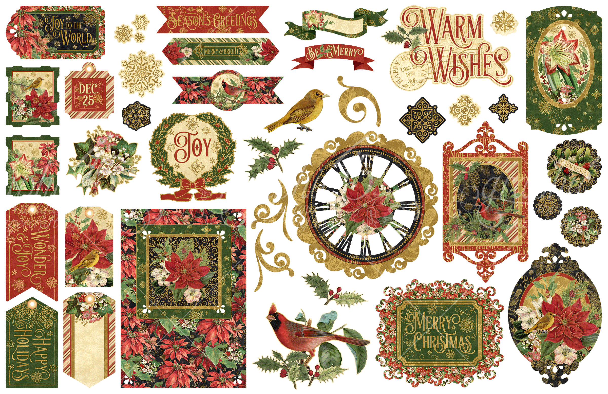 Warm Wishes Collection Ephemera Double-Sided Die Cut Assortment by Graphic 45 - Scrapbook Supply Companies