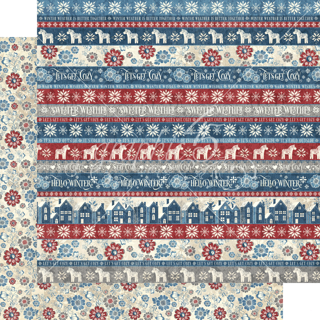 Let's Get Cozy Collection Hello Winter 12 x 12 Double-Sided Scrapbook Paper by Graphic 45