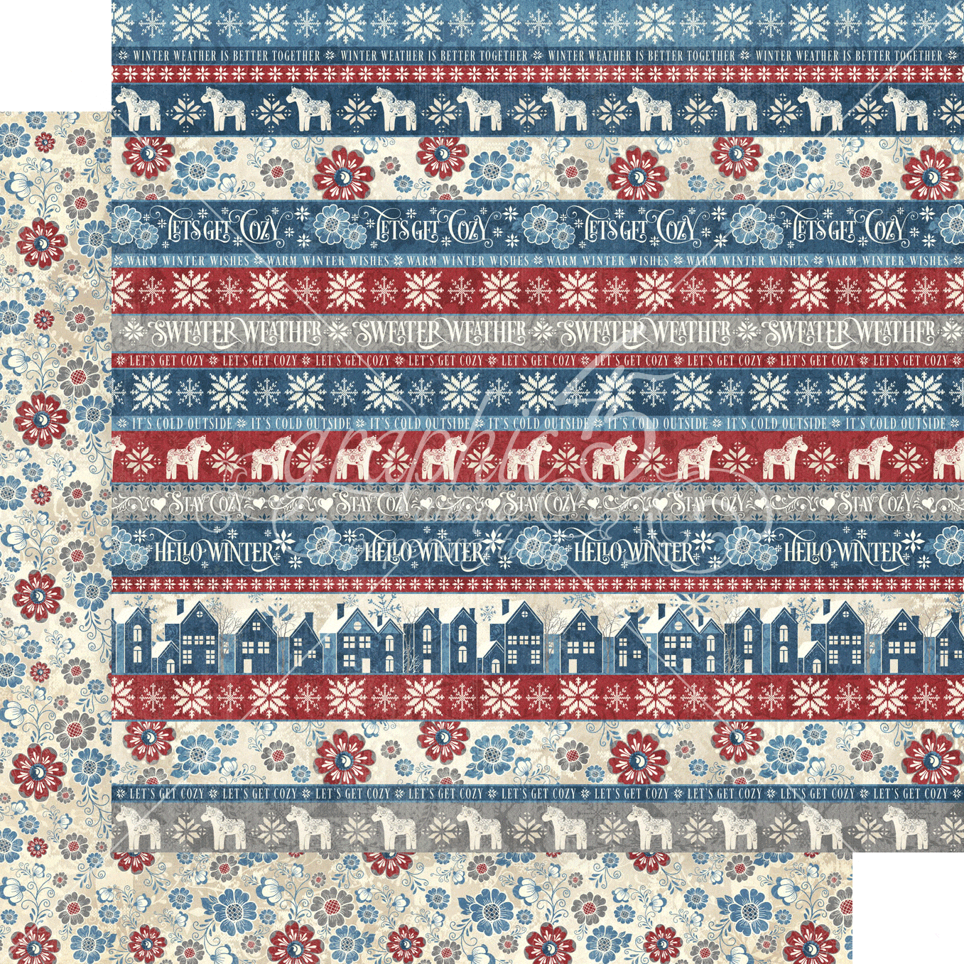 Let's Get Cozy Collection Hello Winter 12 x 12 Double-Sided Scrapbook Paper by Graphic 45 - Scrapbook Supply Companies