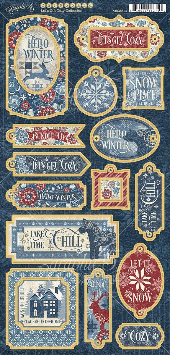 Let's Get Cozy Collection 6 x 12 Chipboard Die Cuts by Graphic 45 - Scrapbook Supply Companies