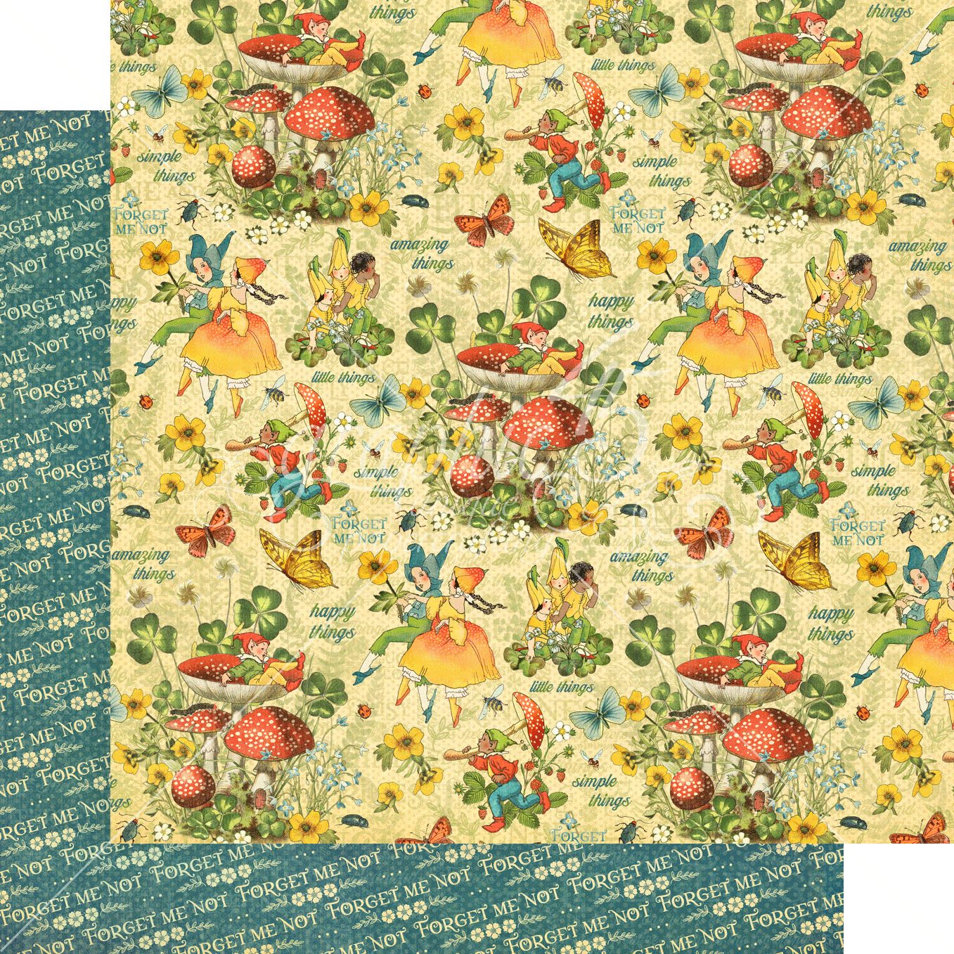 Little Things Collection Forget Me Not 12 x 12 Double-Sided Scrapbook Paper by Graphic 45