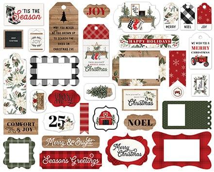Farmhouse Christmas Collection 5 x 5 Frames & Tags Die Cut Scrapbook Embellishments by Carta Bella - Scrapbook Supply Companies