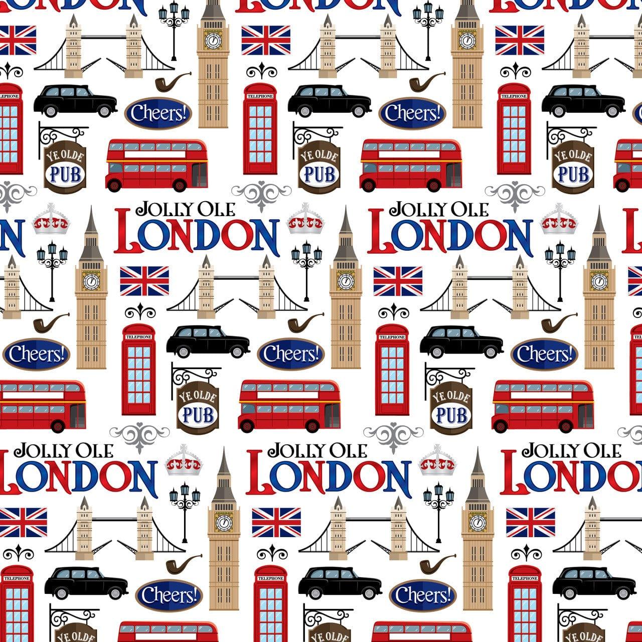 MNineDesign's Jolly Ole London Collection London Icons 12 x 12 Double-Sided Scrapbook Paper by SSC Designs - Scrapbook Supply Companies