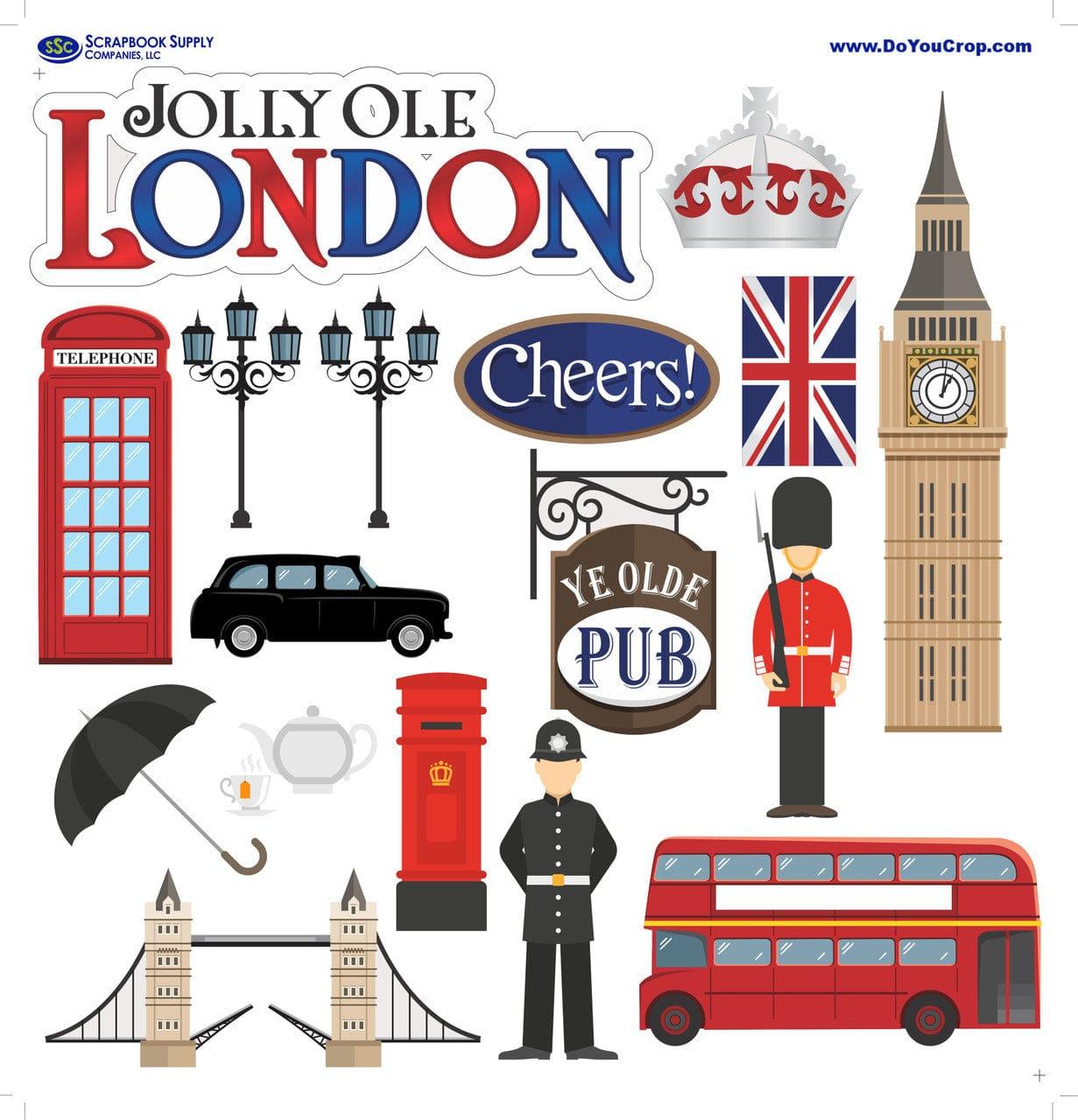  Jolly Ole London Collection Laser Cut Ephemera Embellishments by SSC Designs - Scrapbook Supply Companies