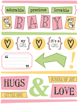 FreeStyle Collection Baby Girl 7 x 9 Scrapbook Sticker Sheet by SRM Press - Scrapbook Supply Companies