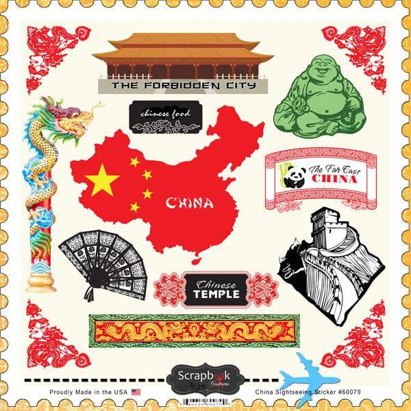 Sightseeing Collection China 12 x 12 Sticker Sheet by Scrapbook Customs - Scrapbook Supply Companies
