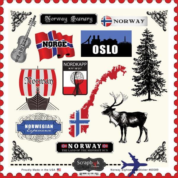 Sightseeing Collection Norway 12 x12 Cardstock Sticker Sheet by Scrapbook Customs - Scrapbook Supply Companies