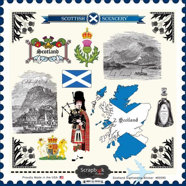 Sightseeing Collection Scotland 12 x 12 Scrapbook Sticker Sheet by Scrapbook Customs - Scrapbook Supply Companies