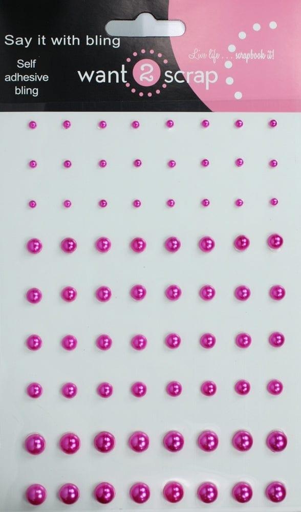 Say It With Bling Collection Hot Pink Pearls Self-Adhesive Scrapbook Bling by Want 2 Scrap - 72 Count - Scrapbook Supply Companies