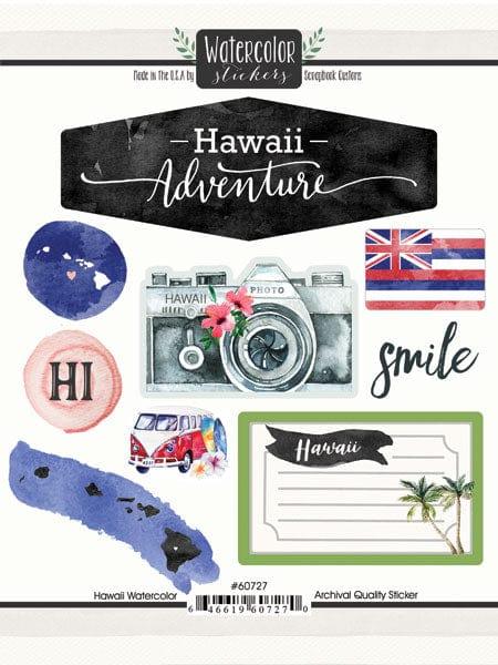 Watercolor Collection Hawaii 6 x 8 Scrapbook Sticker Sheet by Scrapbook Customs - Scrapbook Supply Companies