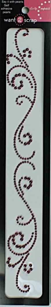 Say It With Bling Collection 2 x 11 Self-Adhesive Wild Plum Pearl Flourish Swirl Scrapbook Bling by Want 2 Scrap - Scrapbook Supply Companies