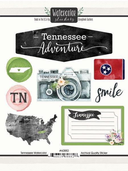 Watercolor Collection Tennessee 6 x 8 Scrapbook Sticker Sheet by Scrapbook Customs - Scrapbook Supply Companies