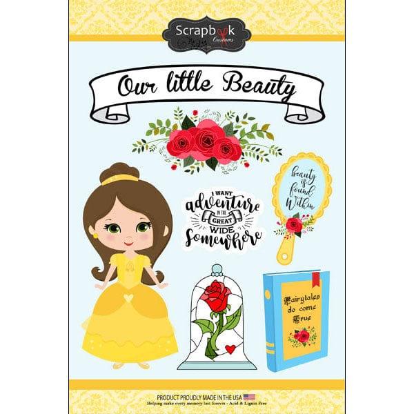 Magical Day of Fun Collection Yellow Princess 6 x 8 Scrapbook Sticker Sheet by Scrapbook Customs - Scrapbook Supply Companies
