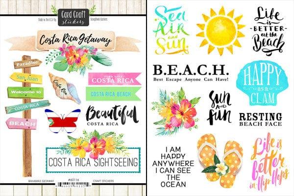 Getaway Collection Costa Rica 6 x 8 Double-Sided Scrapbook Sticker Sheet by Scrapbook Customs - Scrapbook Supply Companies