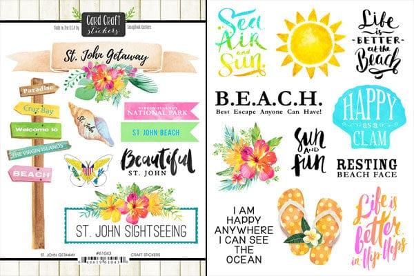 Getaway Collection St. John 6 x 8 Double-Sided Scrapbook Sticker Sheet by Scrapbook Customs - Scrapbook Supply Companies