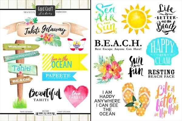 Getaway Collection Tahiti 6 x 8 Double-Sided Scrapbook Sticker Sheet by Scrapbook Customs - Scrapbook Supply Companies