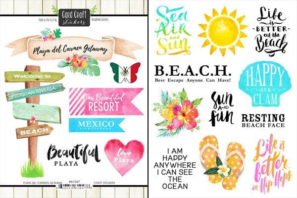 Getaway Collection Playa Del Carmen Mexico 6 x 8 Double-Sided Scrapbook Sticker Sheet by Scrapbook Customs - Scrapbook Supply Companies