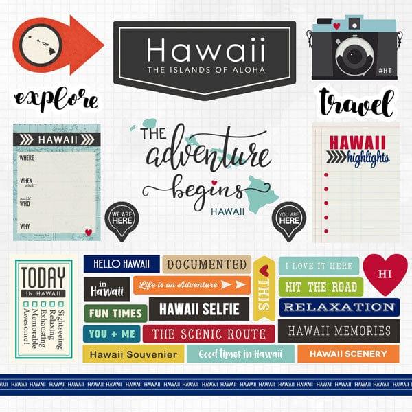 Travel Adventure Collection Hawaii 12 x 12 Scrapbook Sticker Sheet by Scrapbook Customs - Scrapbook Supply Companies