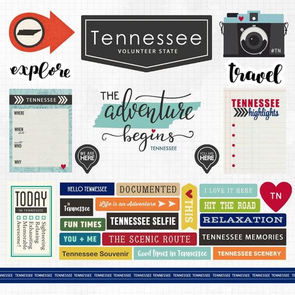 Travel Adventure Collection Tennessee 12 x 12 Scrapbook Sticker Sheet by Scrapbook Customs - Scrapbook Supply Companies