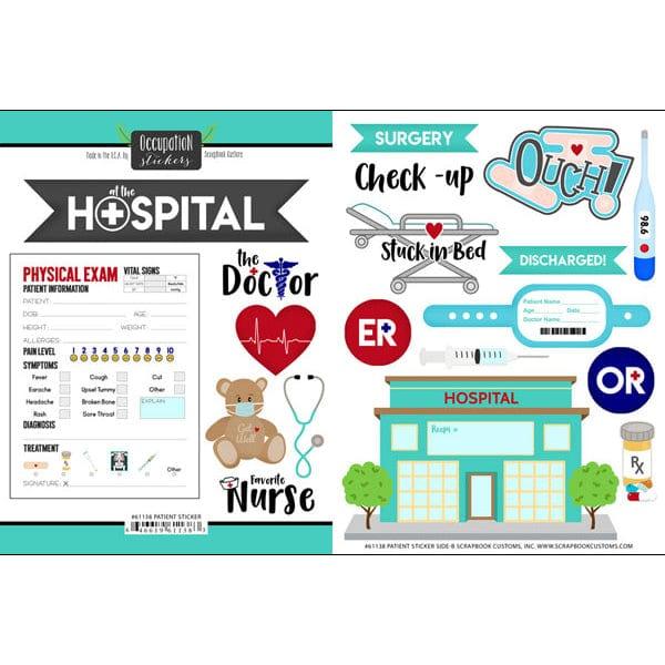 Occupation Collection At The Hospital 6 x 8 Double Sided Scrapbook Sticker Sheet by Scrapbook Customs - Scrapbook Supply Companies