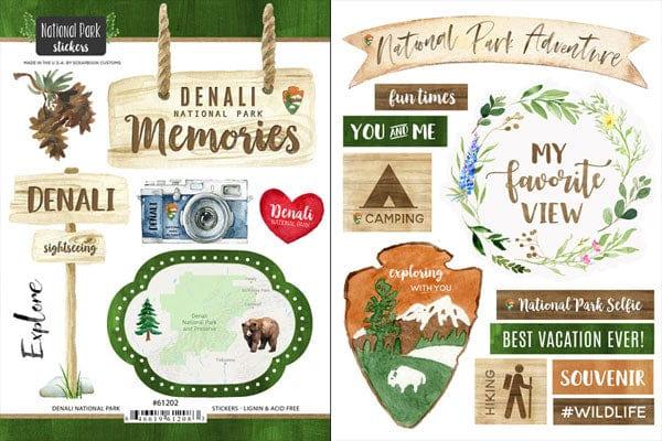 National Park Collection Denali National Park Scrapbook Double-Sided Sticker Sheet by Scrapbook Customs - Scrapbook Supply Companies