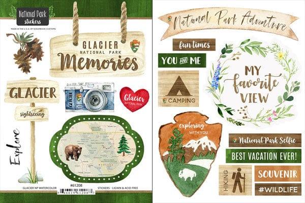 National Park Collection Glacier National Park Scrapbook Double-Sided Sticker Sheet by Scrapbook Customs - Scrapbook Supply Companies