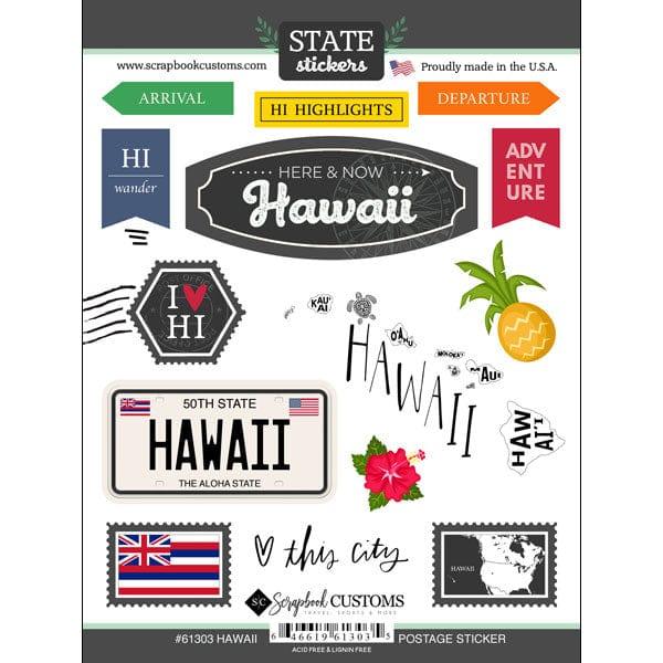 Postage Map Collection Hawaii 6 x 8 Scrapbook Sticker Sheet by Scrapbook Customs - Scrapbook Supply Companies