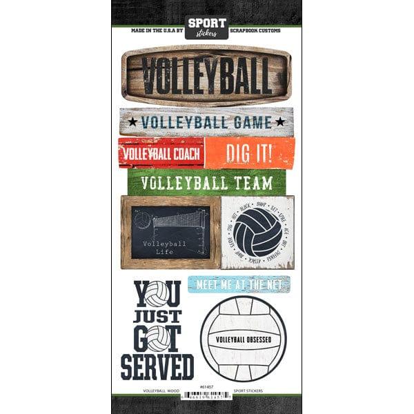 Wood Sports Collection Volleyball 6 x 12 Scrapbook Sticker Sheet by Scrapbook Customs - Scrapbook Supply Companies