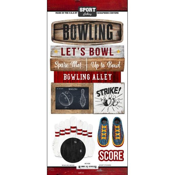 Wood Sports Collection Bowling 6 x 12 Scrapbook Sticker Sheet by Scrapbook Customs - Scrapbook Supply Companies