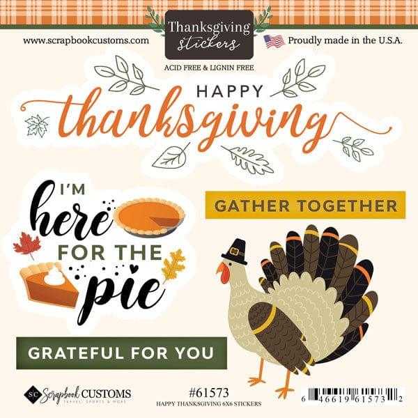 Thanksgiving Collection Happy Thanksgiving 6 x 6 Scrapbook Sticker Sheet by Scrapbook Customs - Scrapbook Supply Companies