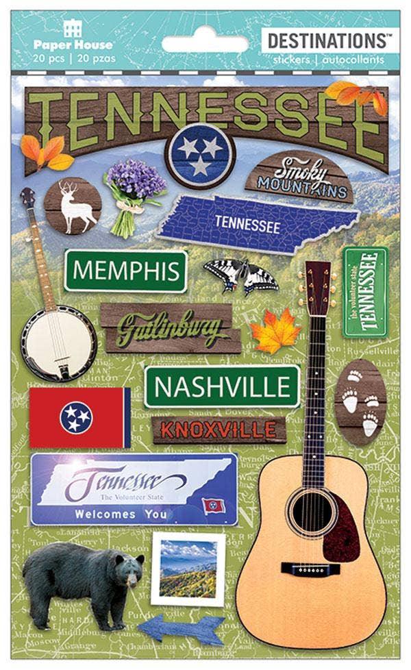 Travel Collection Tennessee 5 x 7 Glitter 3D Scrapbook Embellishment by Paper House Productions - Scrapbook Supply Companies