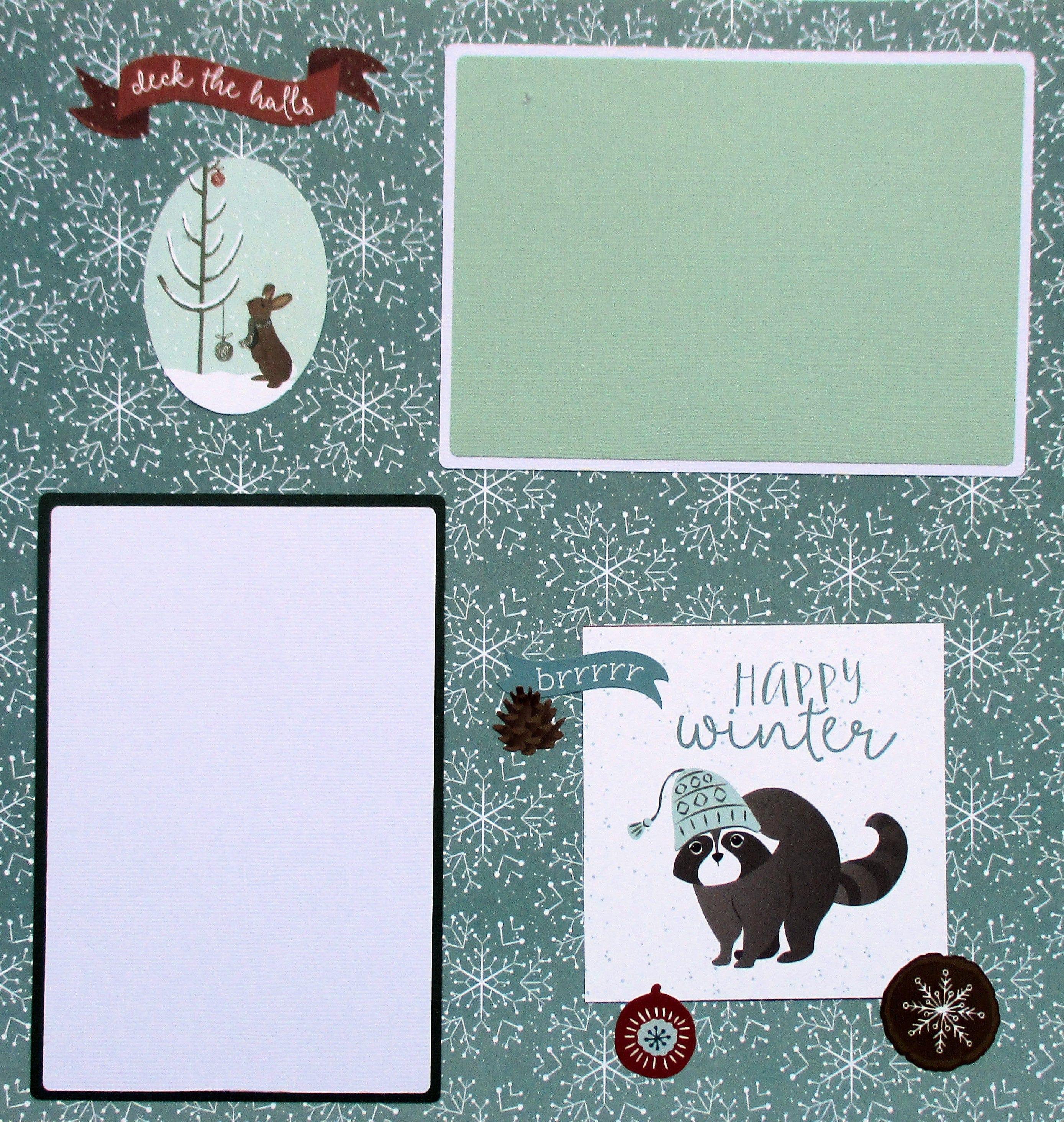Winter Meadow Collection Happy Winter 2 - 12 x 12 Pages, Fully-Assembled & Hand-Embellished 3D Scrapbook Premade by SSC Designs
