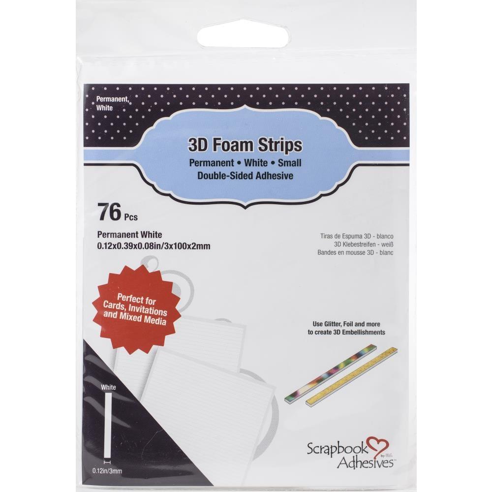 Foam Collection 3D White Foam Strips, Double-Sided, Self-Adhesive, Permanent Foam Strips - 76 pieces - Scrapbook Supply Companies