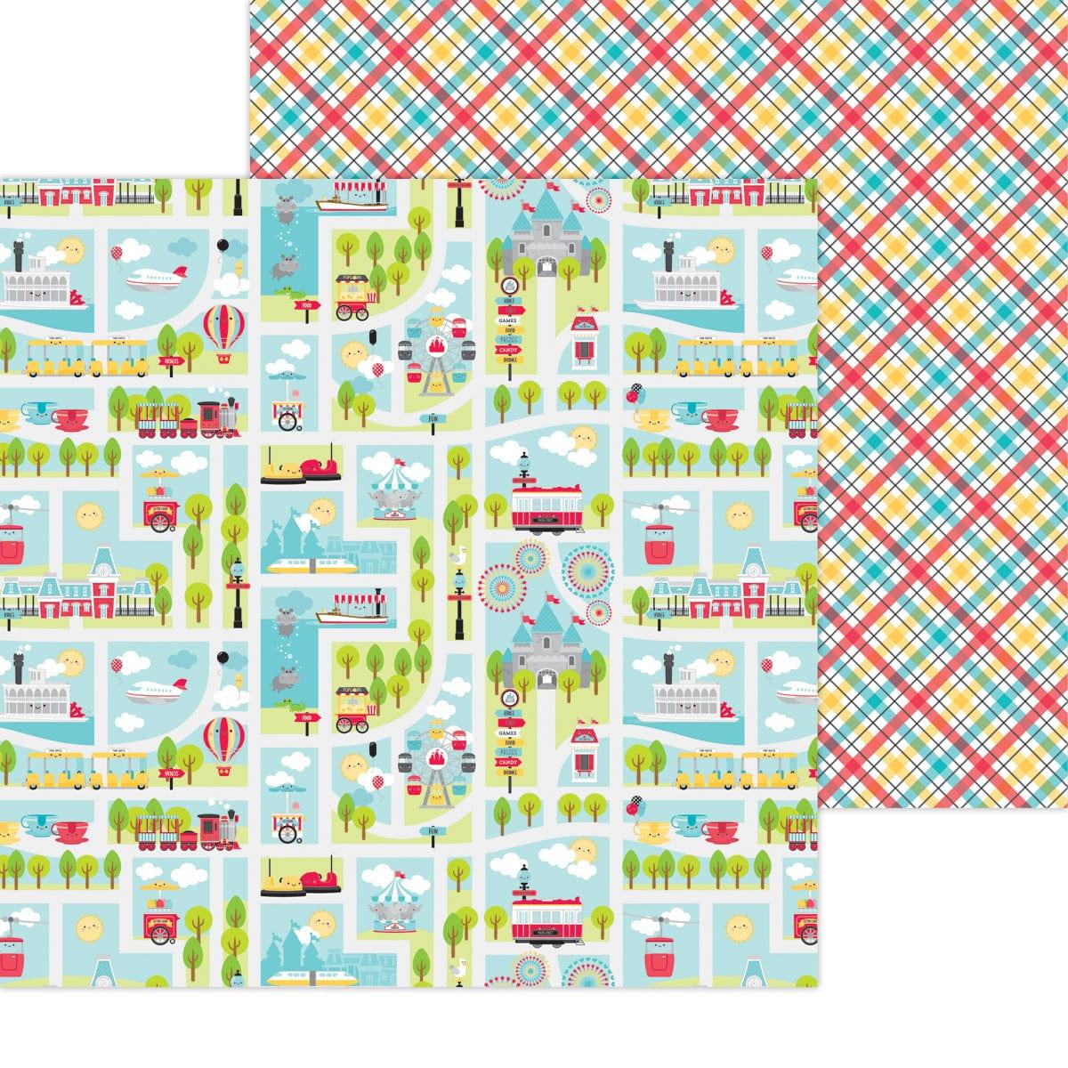 Fun at the Park Collection You are Here 12 x 12 Double-Sided Scrapbook Paper by Doodlebug Design