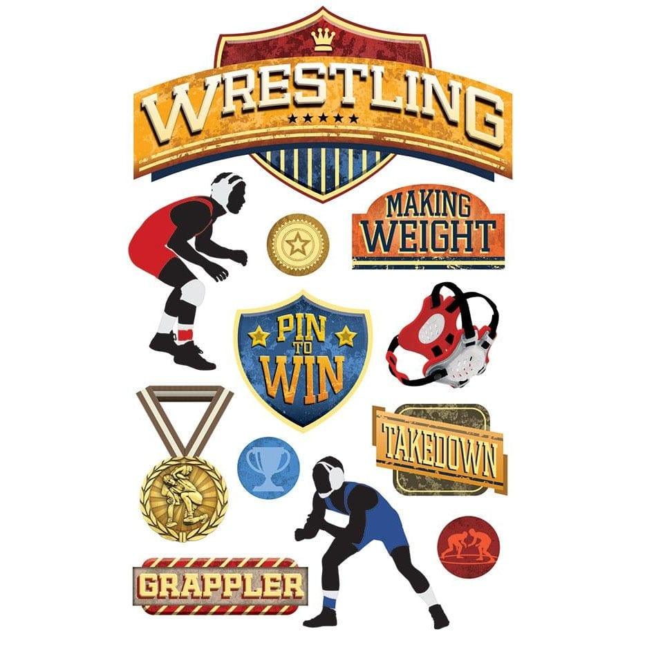 Sports Collection Wrestling 5 x 7 Glitter 3D Scrapbook Embellishment by Paper House Productions - Scrapbook Supply Companies